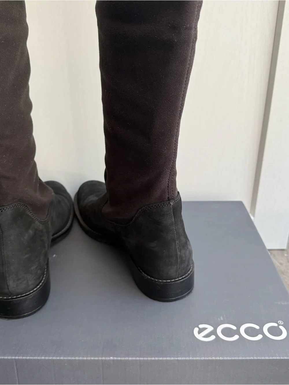 Ecco Tall Black Suede Over-the-Knee Boots
